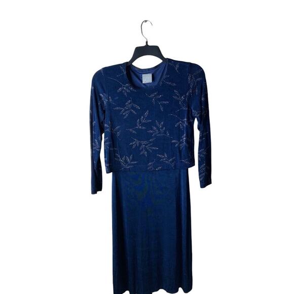 Rabbit Designs Maxi Dress Sparkle Floral Women Size 8 Petite Long Sleeve Printed - Picture 1 of 8